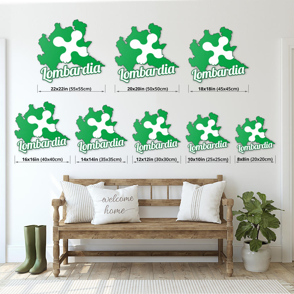 Lombardy Map - Colored Metal Art