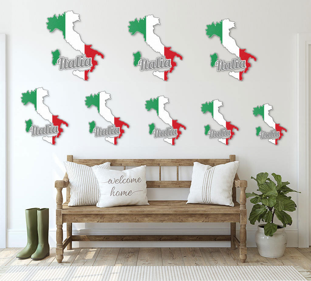 Mappa e testo dell'Italia - Arte in metallo colorato