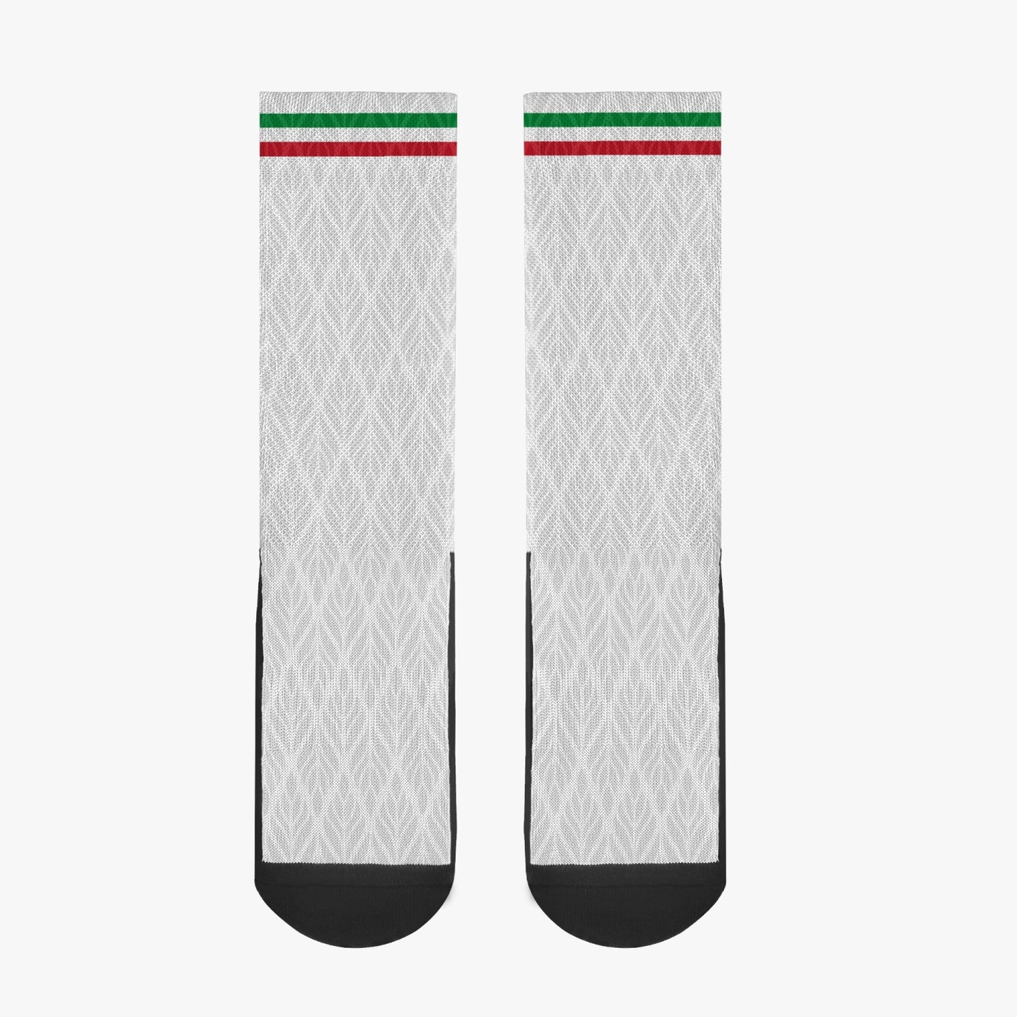 Socks Italy - white with red and green stripes, crafted from a premium polyester and cotton blend for comfort and sweat absorption.