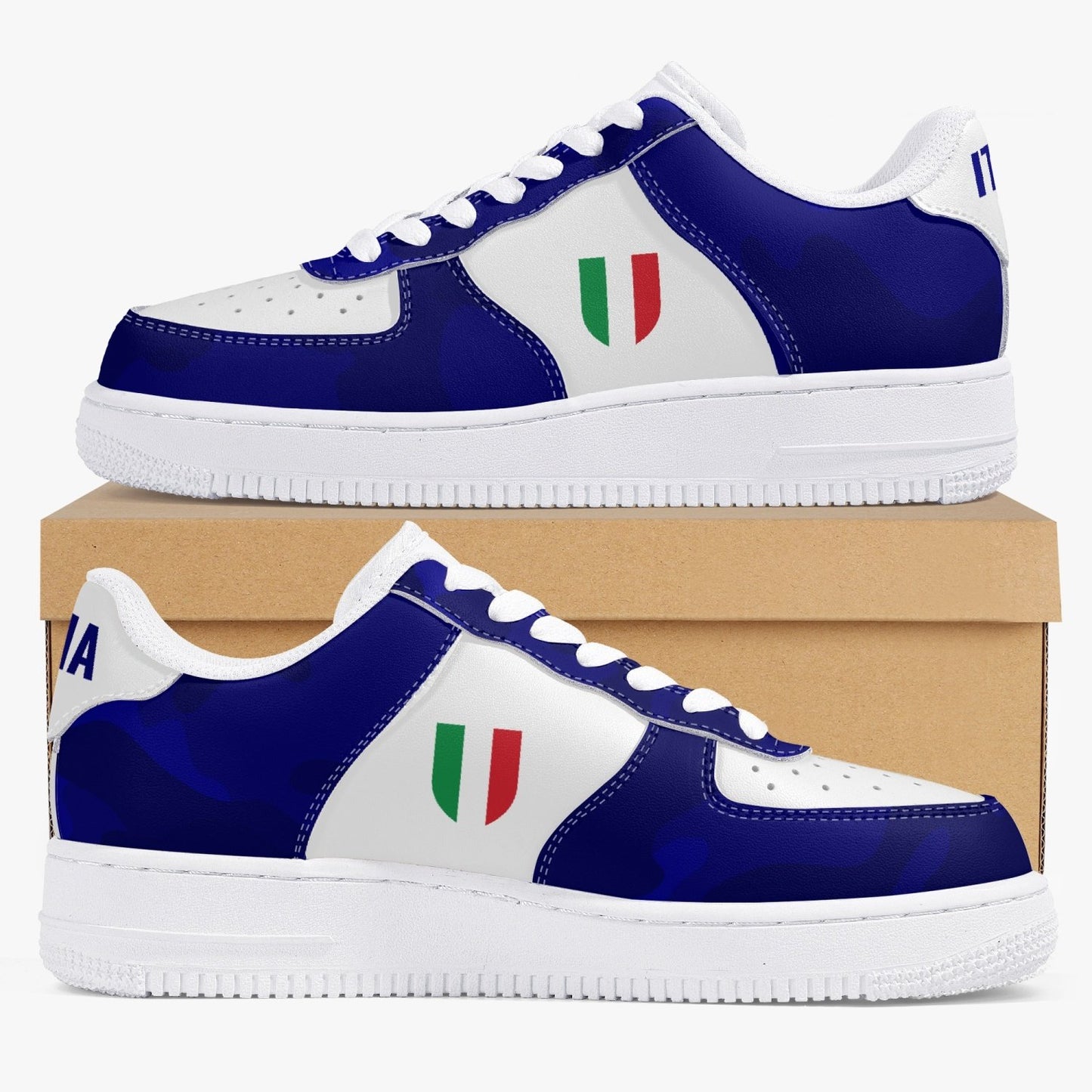 Italy AIR J1 - women's sneakers feature a leather upper, mesh lining, and EVA outsole, highlighting Italian craftsmanship and style.