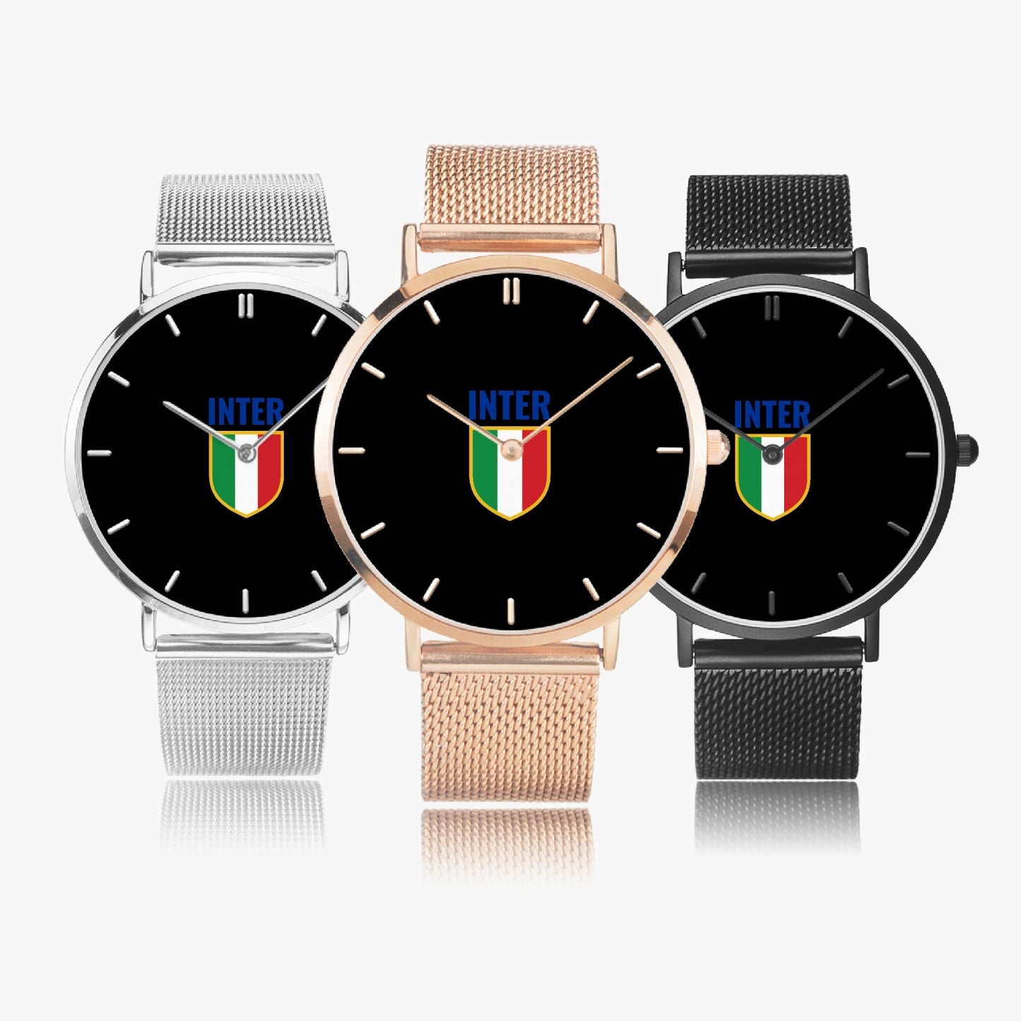 Stainless Steel Quartz Watch - Inter, featuring a sleek black face, Japanese CITIZEN movement, and durable stainless steel case, ideal for stylish, daily wear.