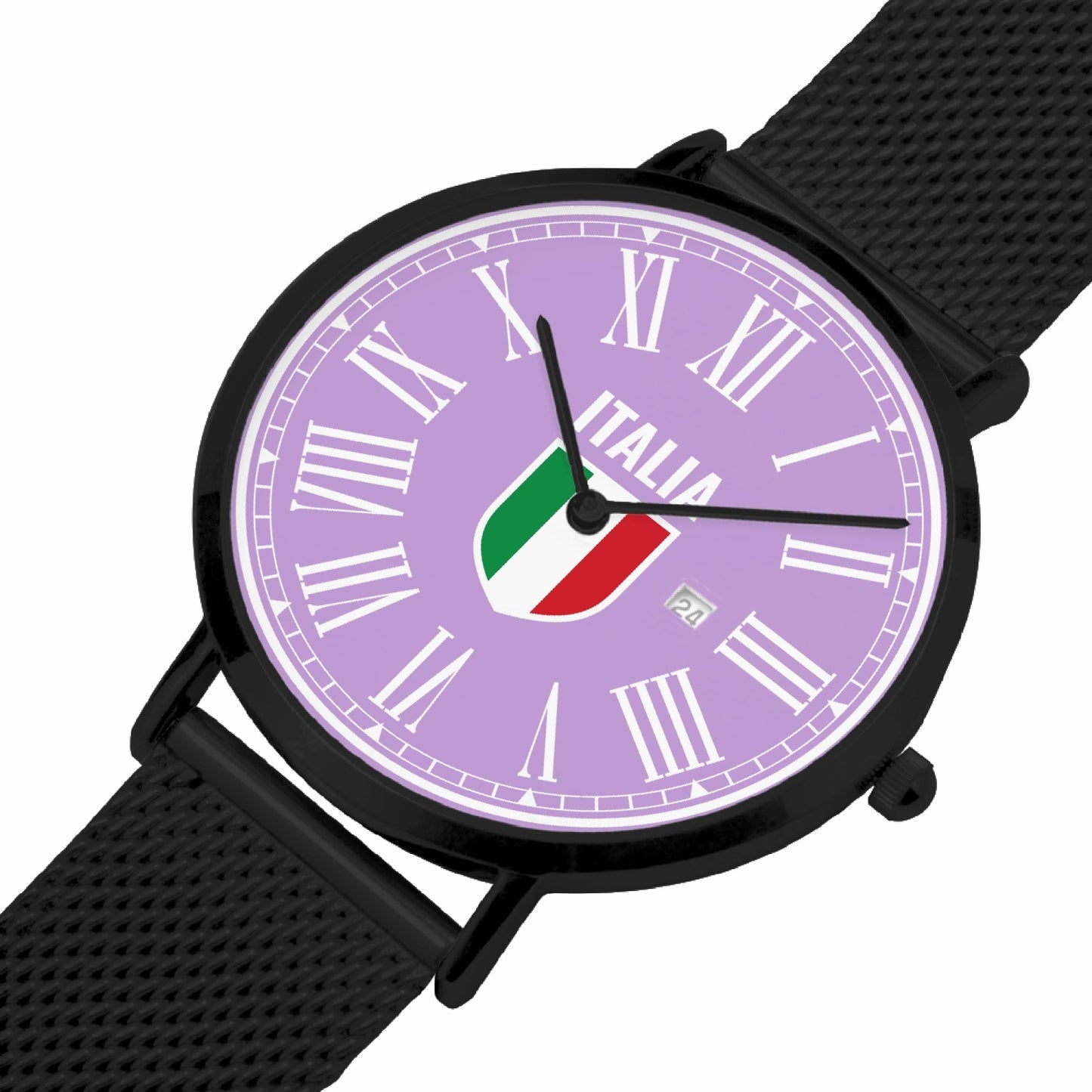Ultra-thin Stainless Steel Calendar Quartz Watch - Italy purple