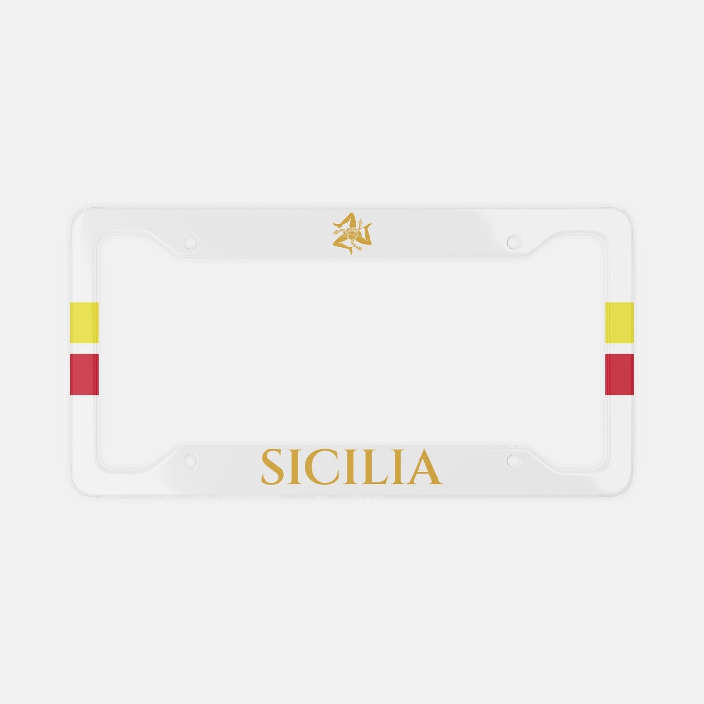 Sicily License Plate Frame featuring a luxurious design, crafted from durable aluminum, perfect for adding a sophisticated touch to your vehicle.