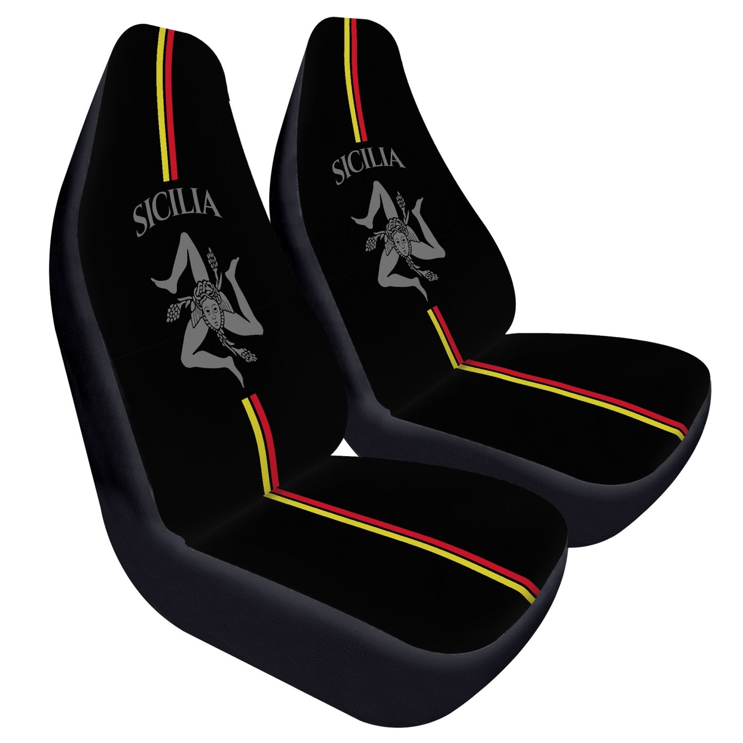 Sicilia Car Seats Cover 2Pcs, black pair, adds style and protection with premium microfiber, ensuring comfort and easy installation on most car and SUV bucket seats.