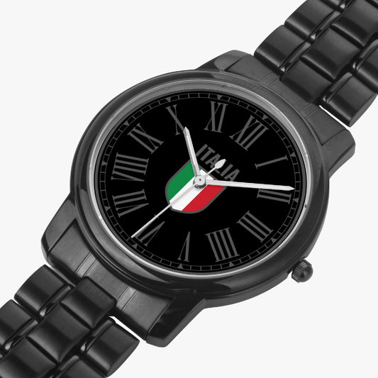 Stainless Steel Quartz Watch - Italy black/grey, featuring a black band and elegant design with a Japanese CITIZEN movement for precise timekeeping.