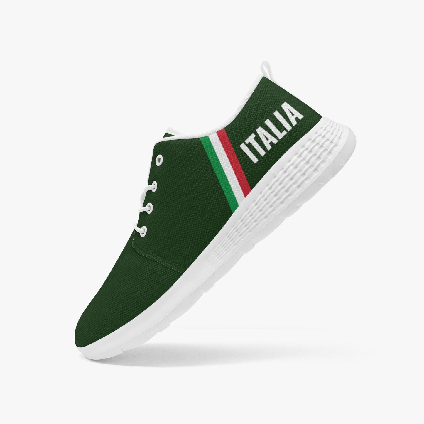 Italy Running Shoes - Forza Italia - Olive Green, featuring lightweight MD soles, breathable mesh tongue, and lace-lock style for optimal flexibility and outdoor exercise.