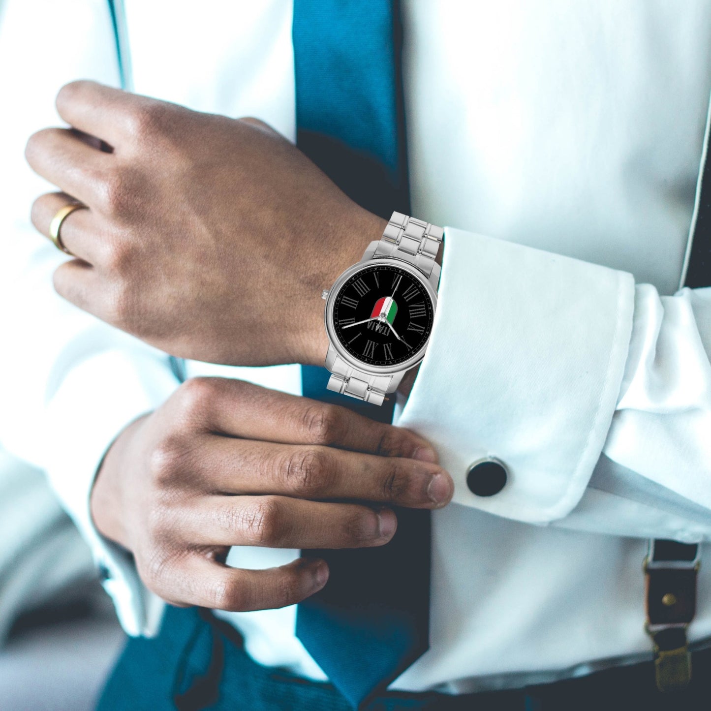 Orologio al quarzo in acciaio inossidabile - Italia nero/grigio