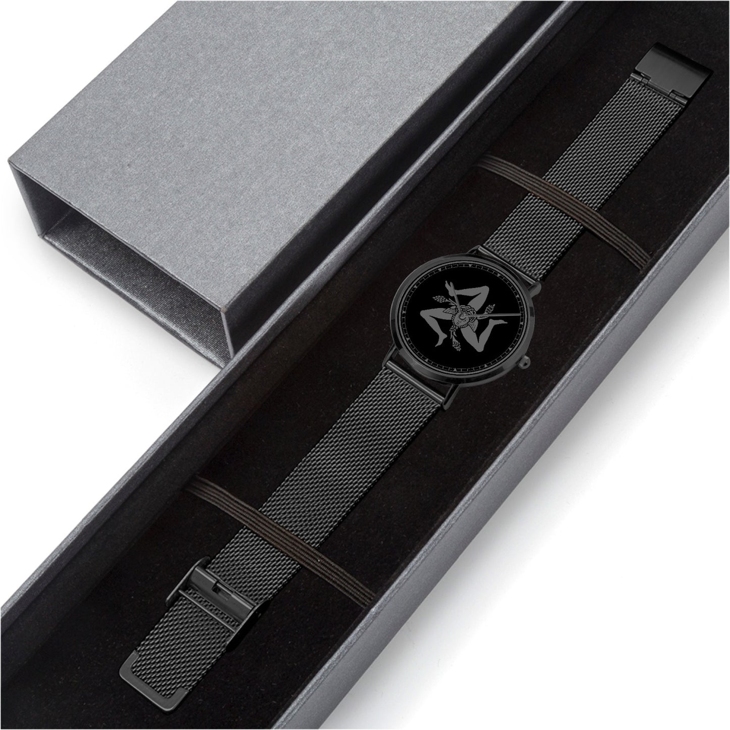 Ultra-thin Stainless Steel Quartz Watch - Sicilian trinacria black