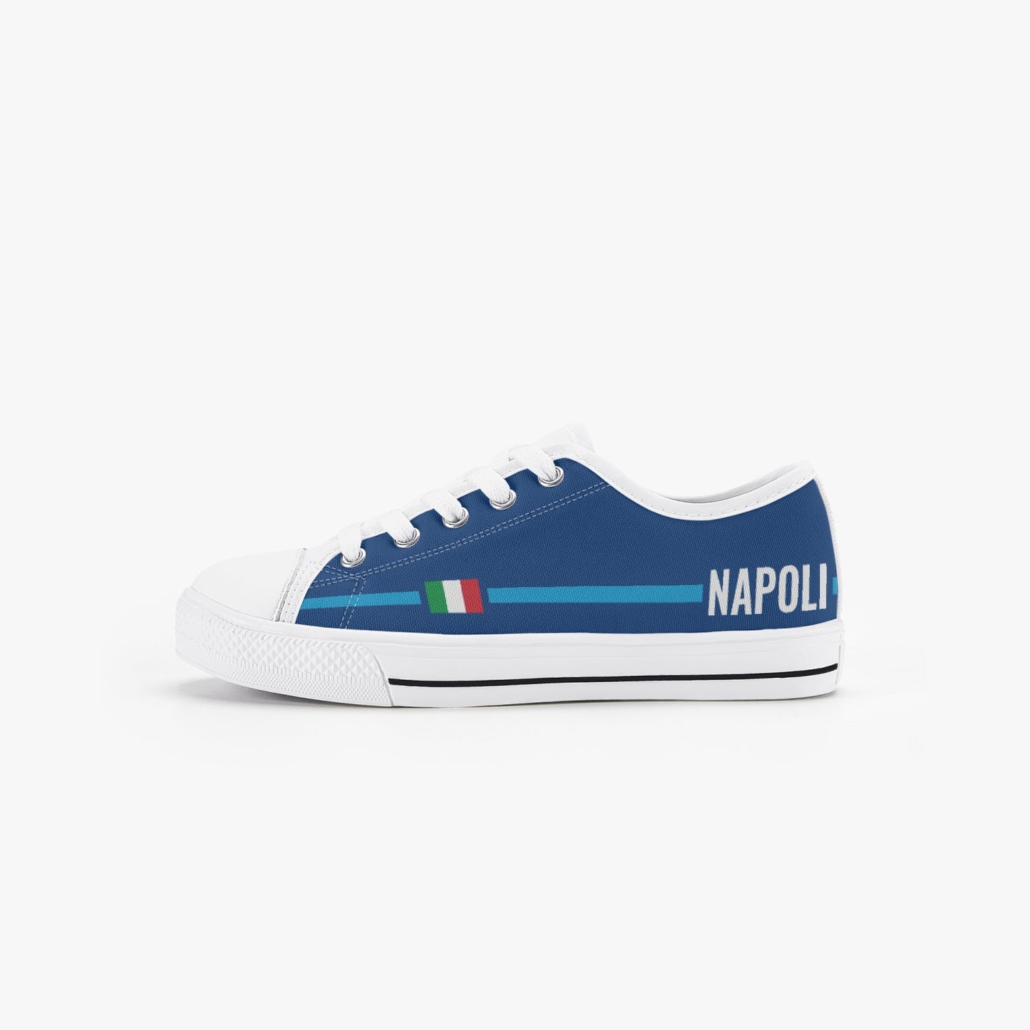 Kid’s Low-Top Shoes Napoli with rubber outsole, canvas upper, and lace-up closure, designed for comfort and style. Perfect for various occasions.