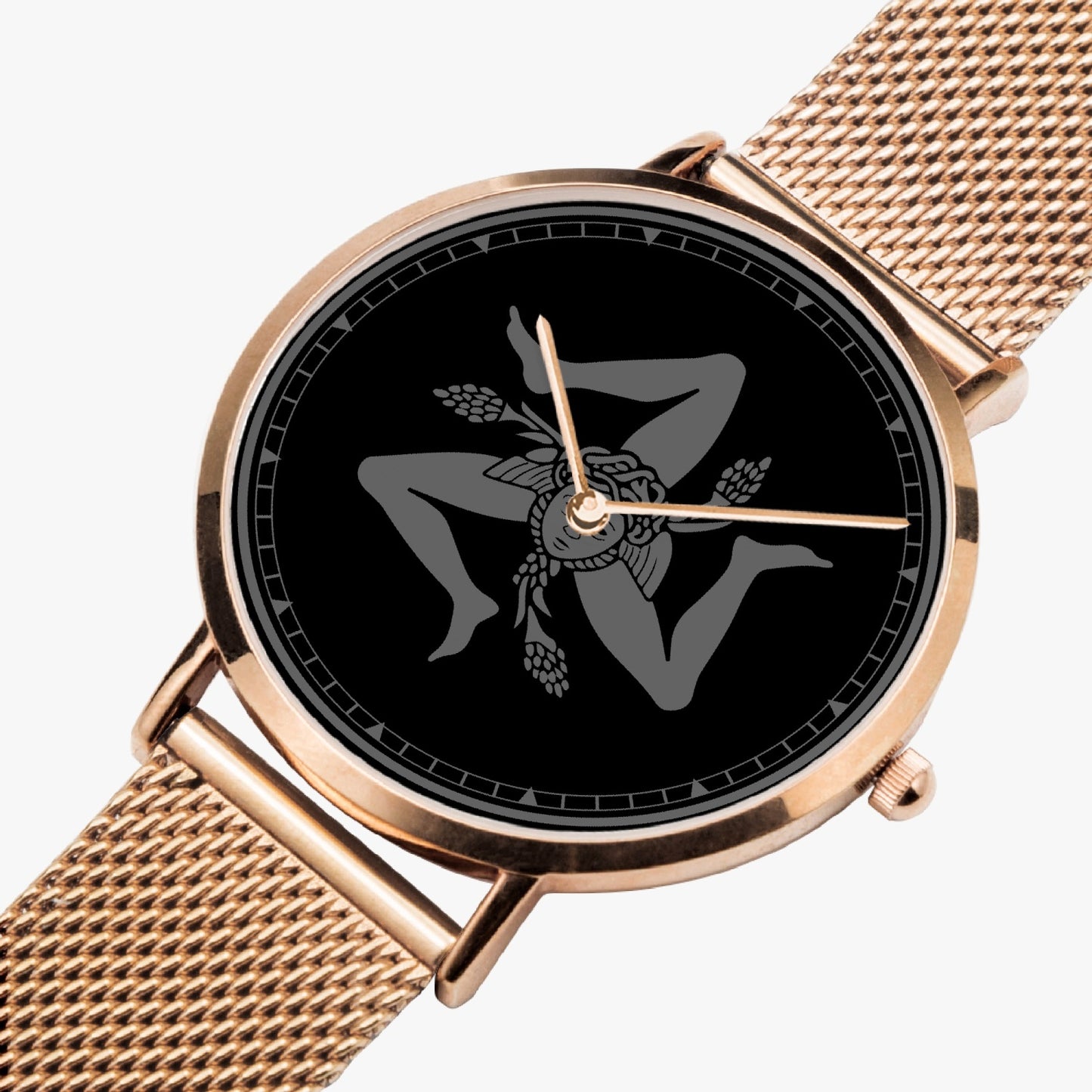 Ultra-thin Stainless Steel Quartz Watch - Sicilian trinacria black