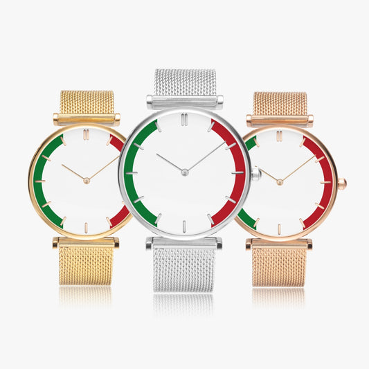 Ultra-Thin Quartz Watch - Italia, showcasing a sleek design with premium stainless steel case and bands, ideal for all daily occasions.