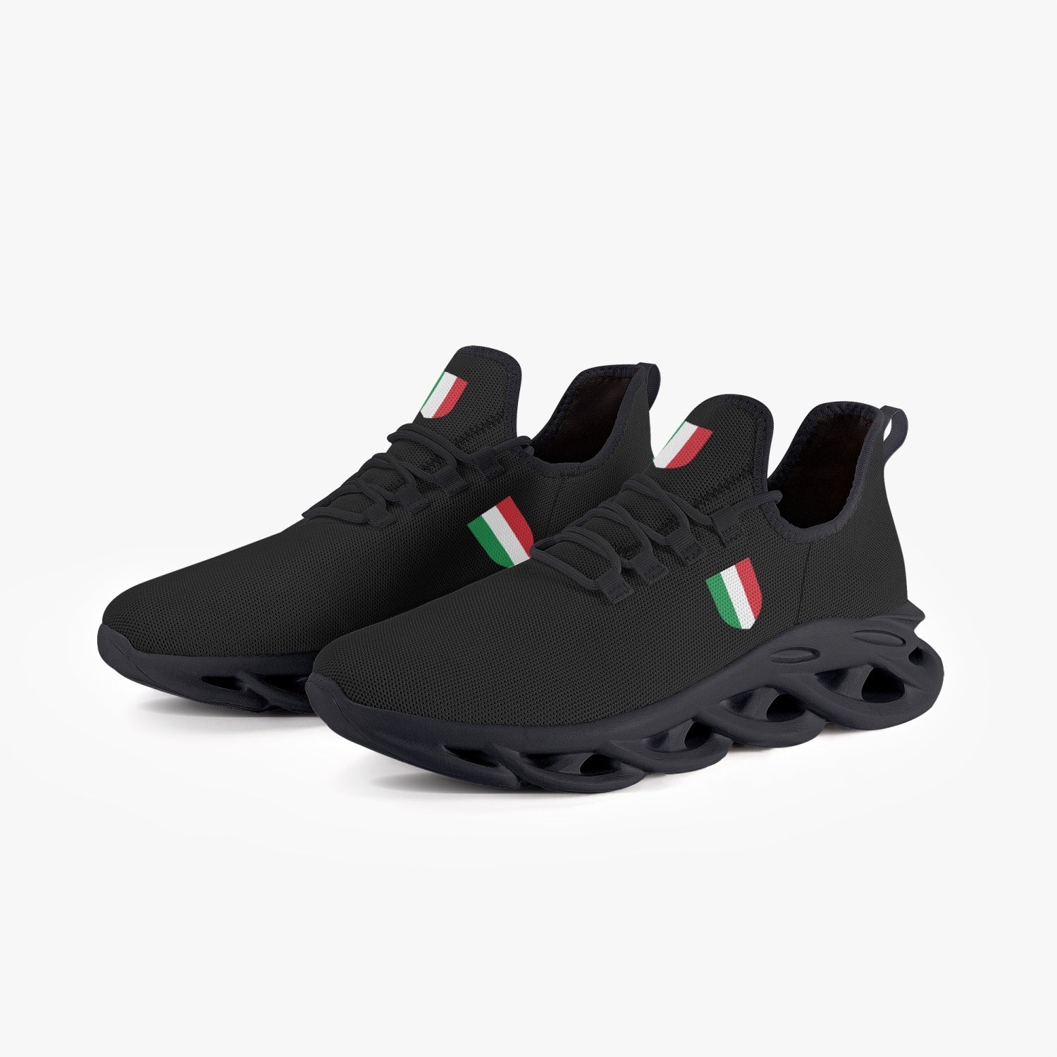 Sneakers - Italia Black - women's, featuring a black design with green, white, and red accents, lace-up closure, and lightweight cushioning for comfort and responsiveness.