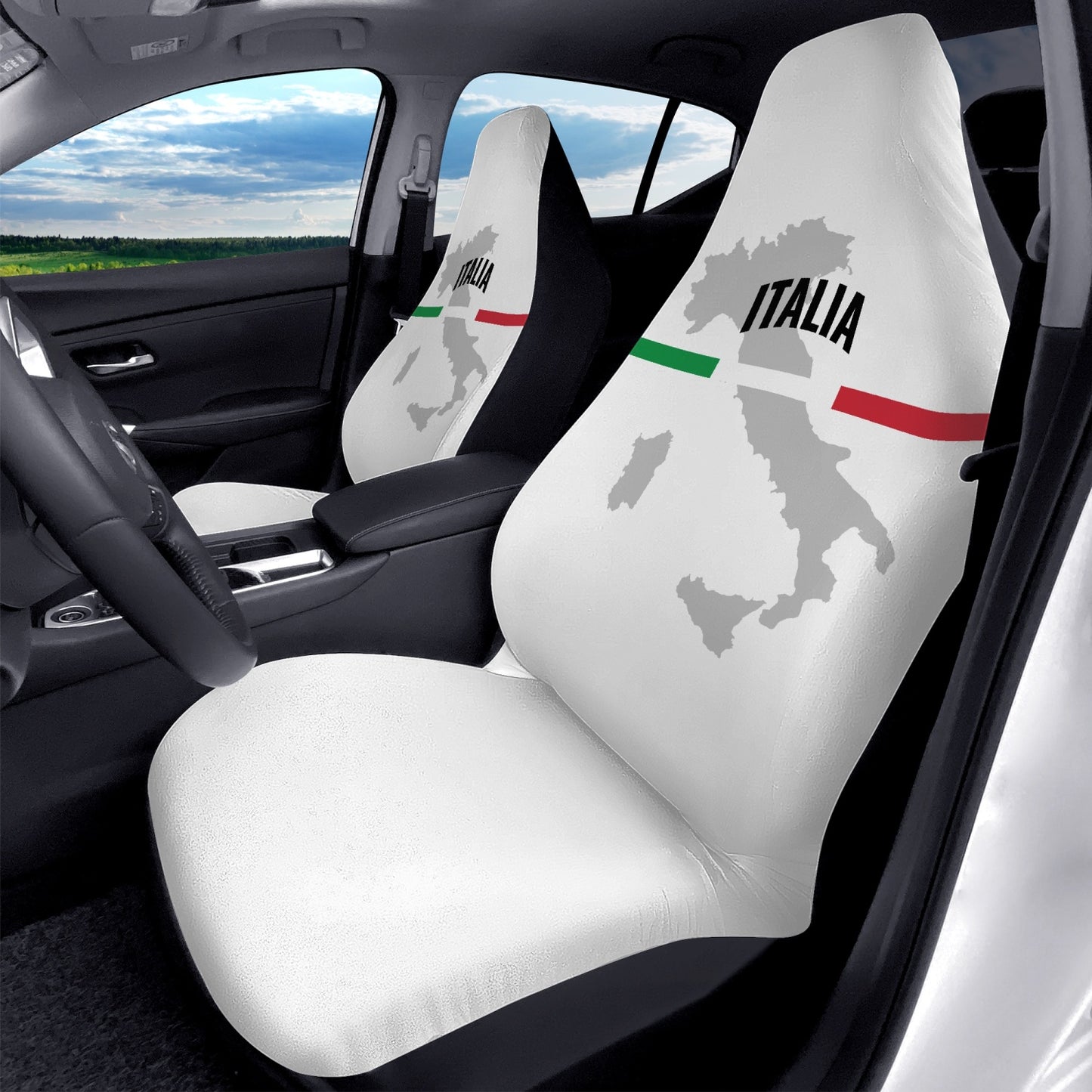 Italia white Car Seats Cover 2Pcs