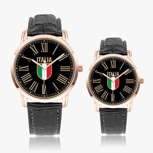 Stemma Italia - Premium Quartz Watch with black leather strap, showcasing SEIKO movement and stainless steel case, embodying Italian craftsmanship and elegance.