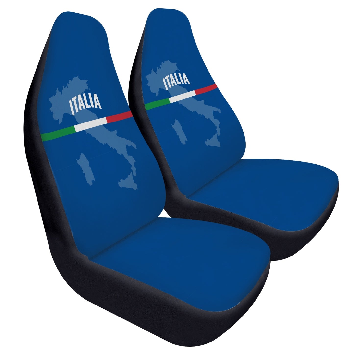 Italia blue Car Seats Cover 2Pcs, showcasing premium microfiber fabric for style and protection, designed to fit most car and SUV bucket seats.