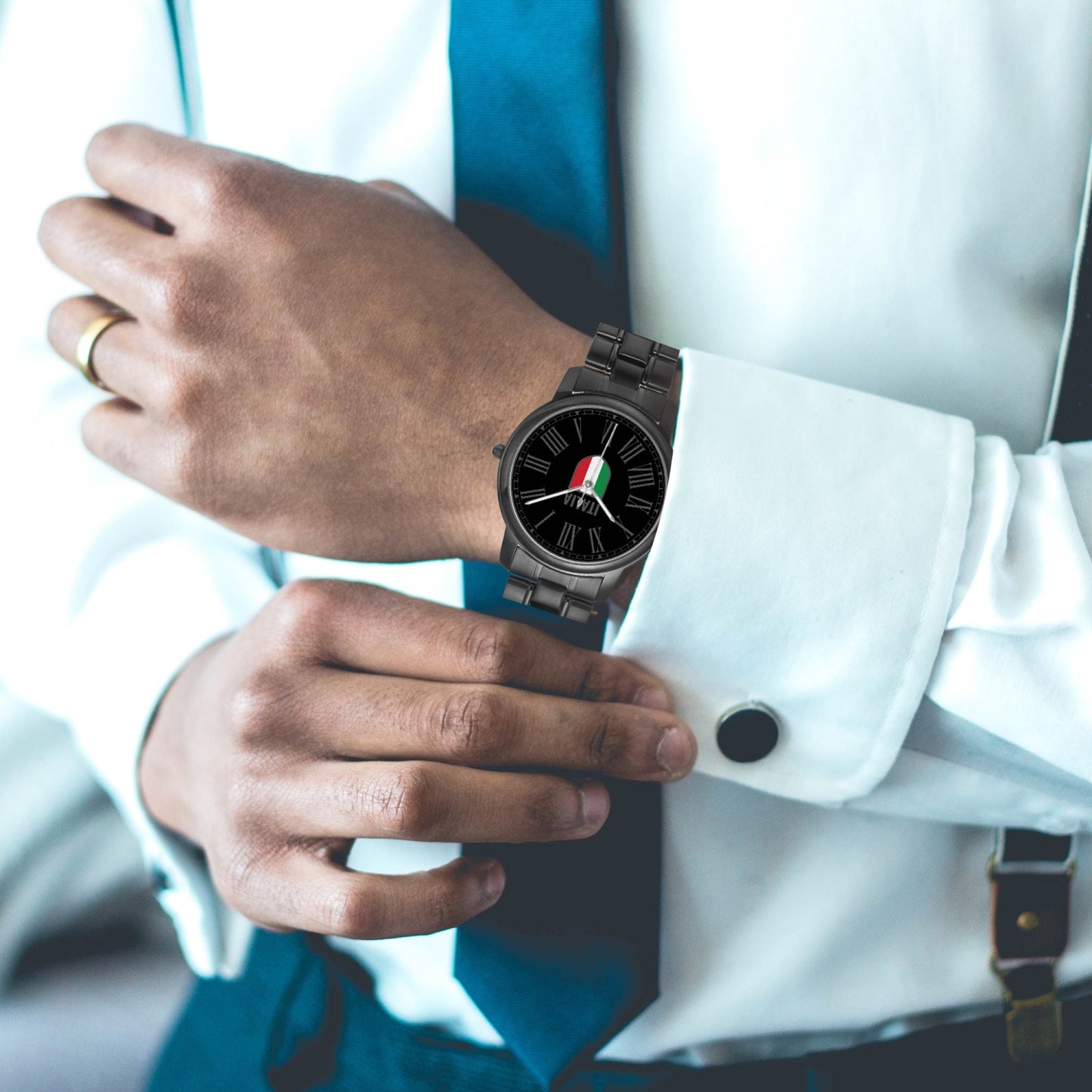 Orologio al quarzo in acciaio inossidabile - Italia nero/grigio