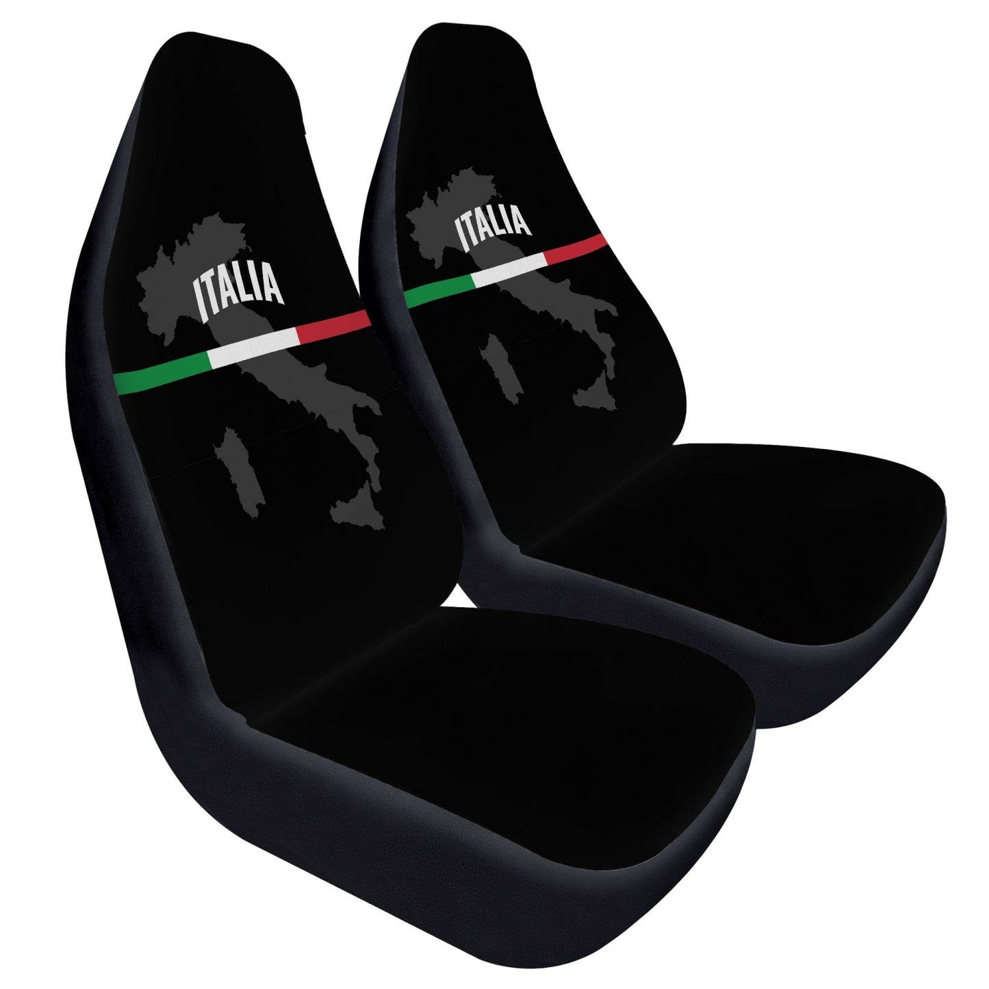 Italia black Car Seats Cover 2Pcs, showcasing premium microfiber fabric, designed to protect and add style to car seats with easy installation and breathable material.