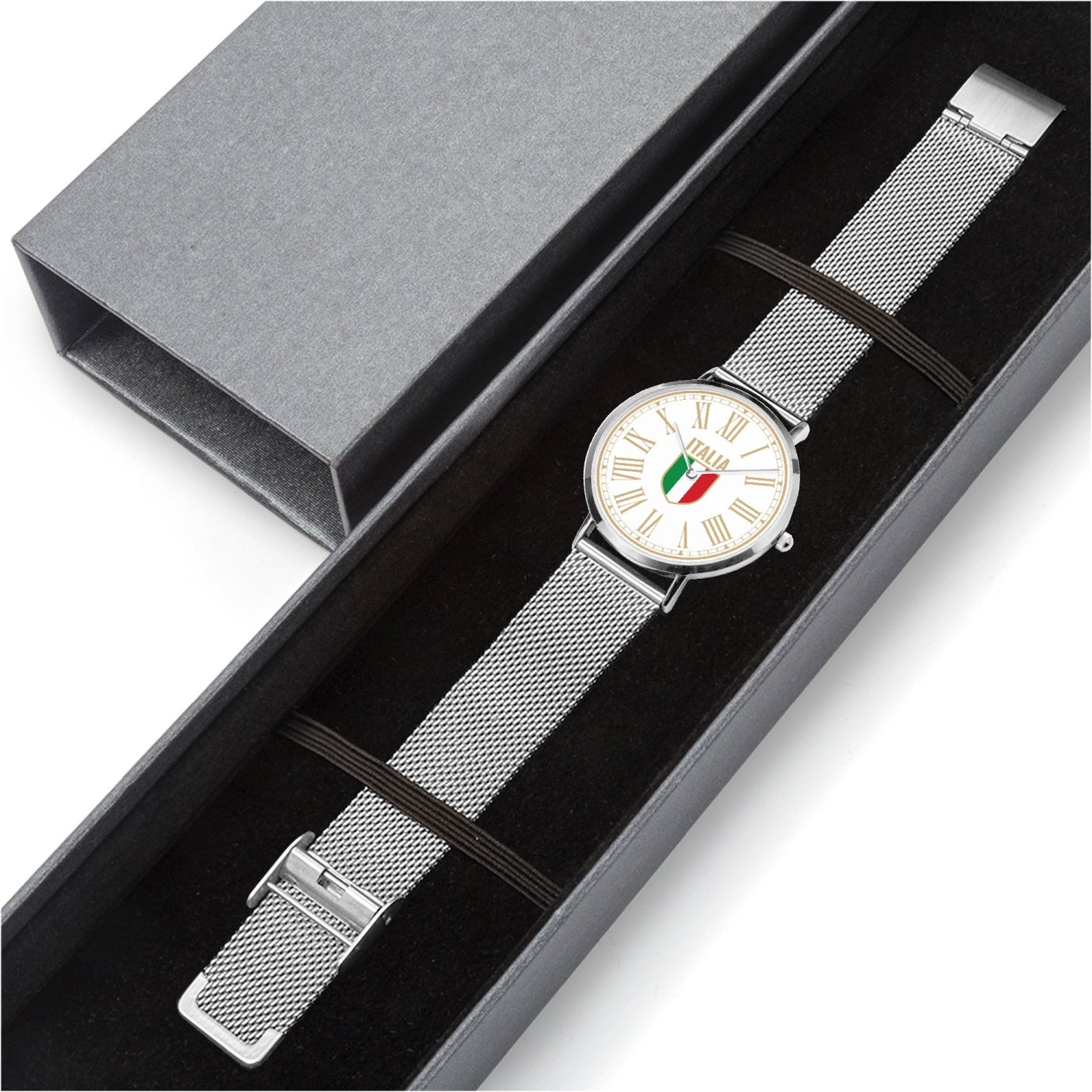 Ultra-thin Stainless Steel Quartz Watch - Italy gold white
