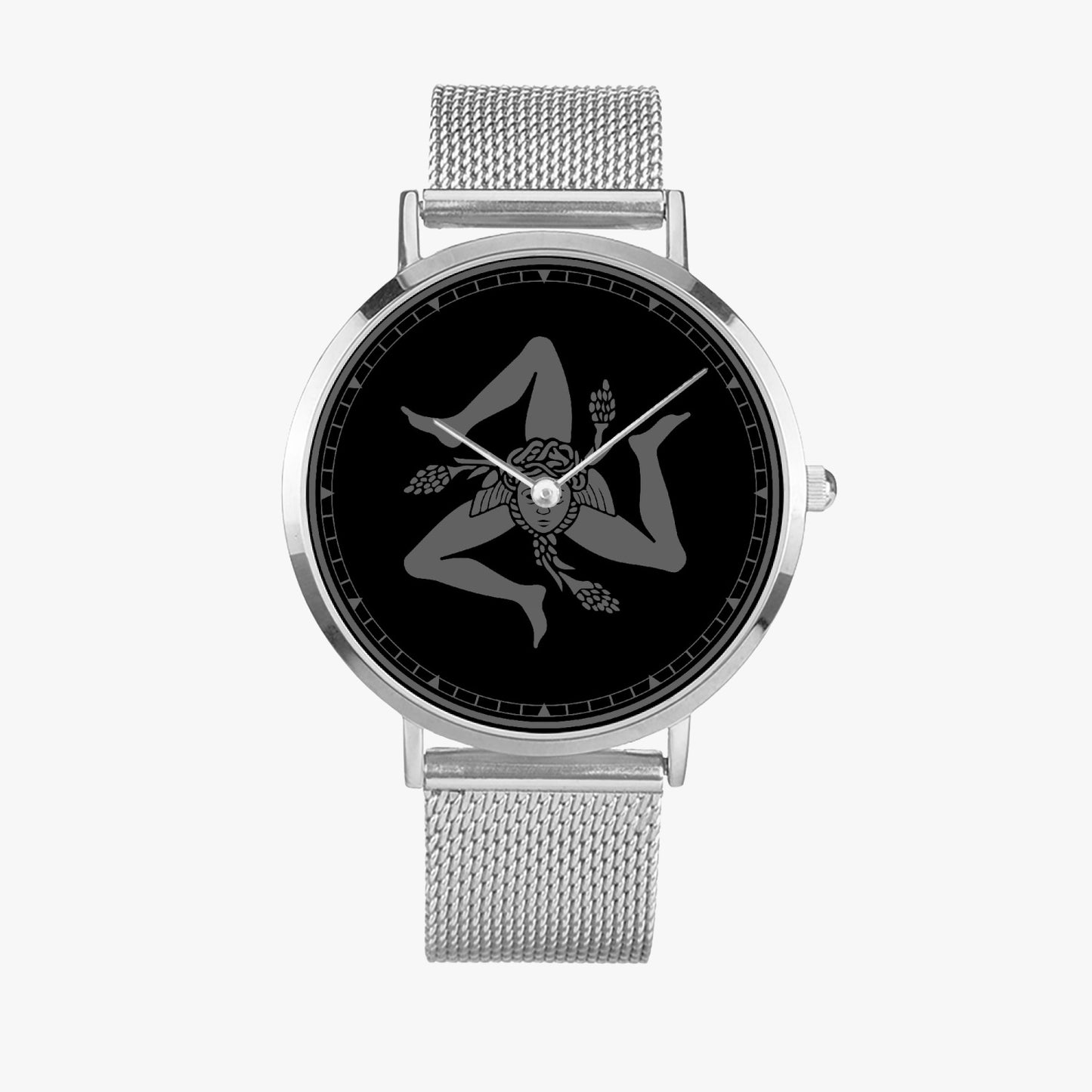Ultra-thin Stainless Steel Quartz Watch - Sicilian trinacria black