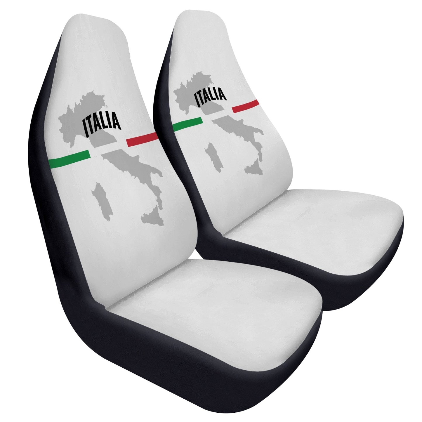 Italia white Car Seats Cover 2Pcs, featuring premium microfiber fabric, offers style and protection, designed to fit most car and SUV bucket seats.