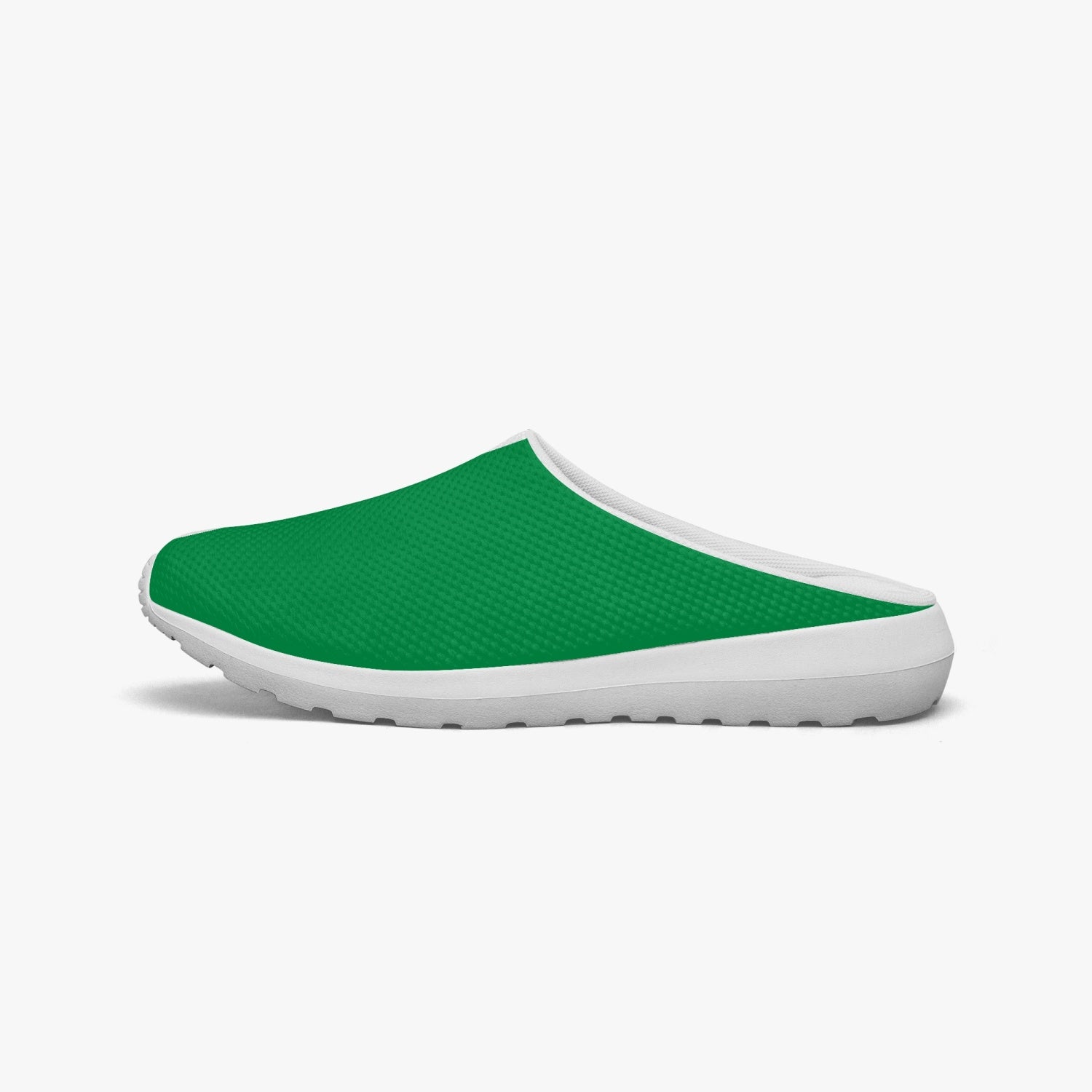 Italy flag Casual Slippers, green and white slip-on shoes with breathable mesh fabric and anti-slip rubber sole, designed for unisex daily wear.