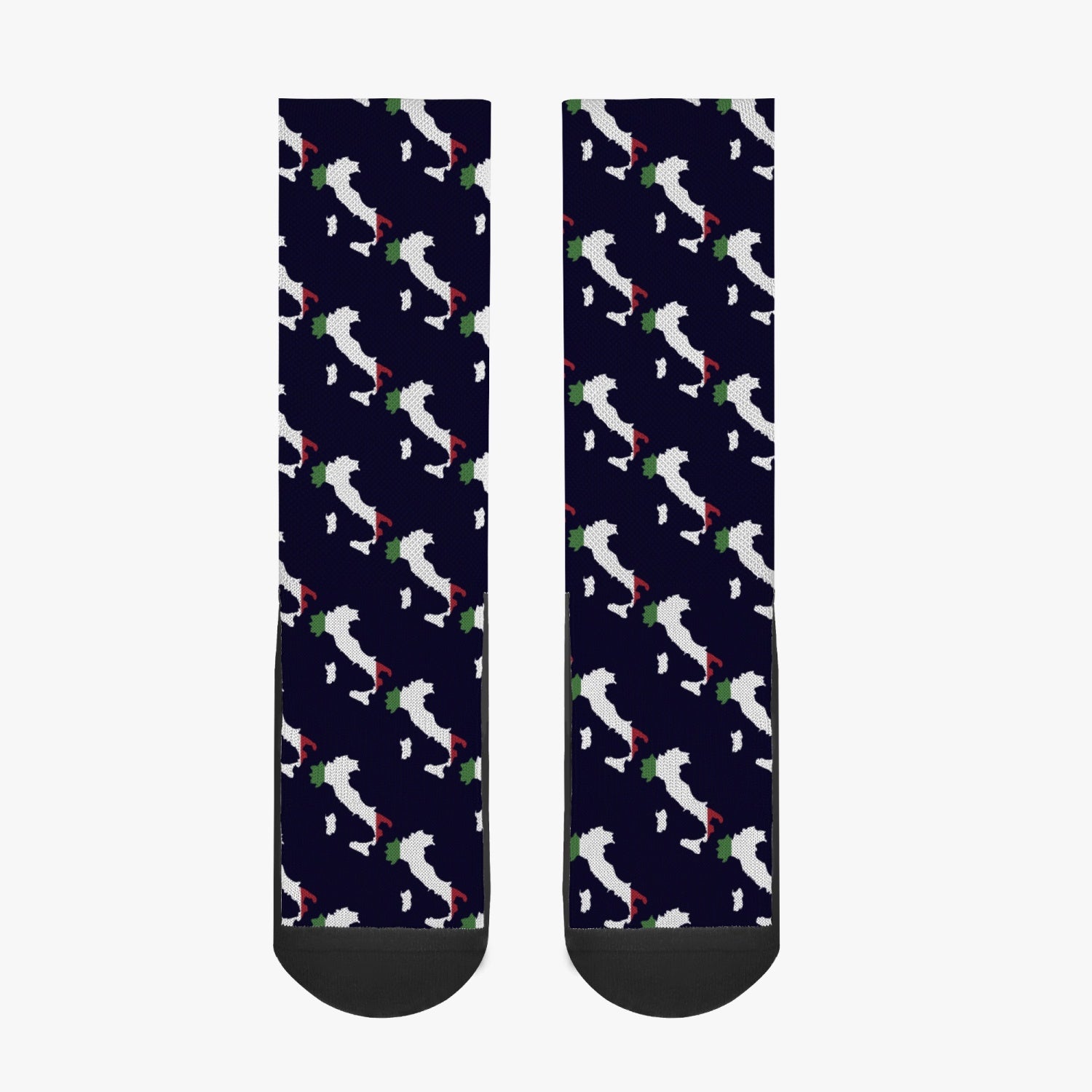 Socks Italy map featuring a pattern, crafted from a polyester-cotton blend for comfort and sweat absorption, with seamless toes and contrast knit detailing.
