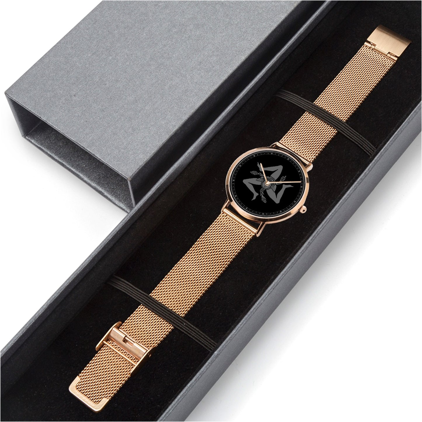 Ultra-thin Stainless Steel Quartz Watch - Sicilian trinacria black