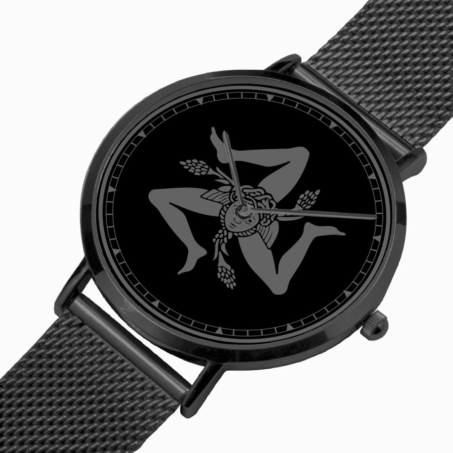 Ultra-thin Stainless Steel Quartz Watch - Sicilian trinacria black