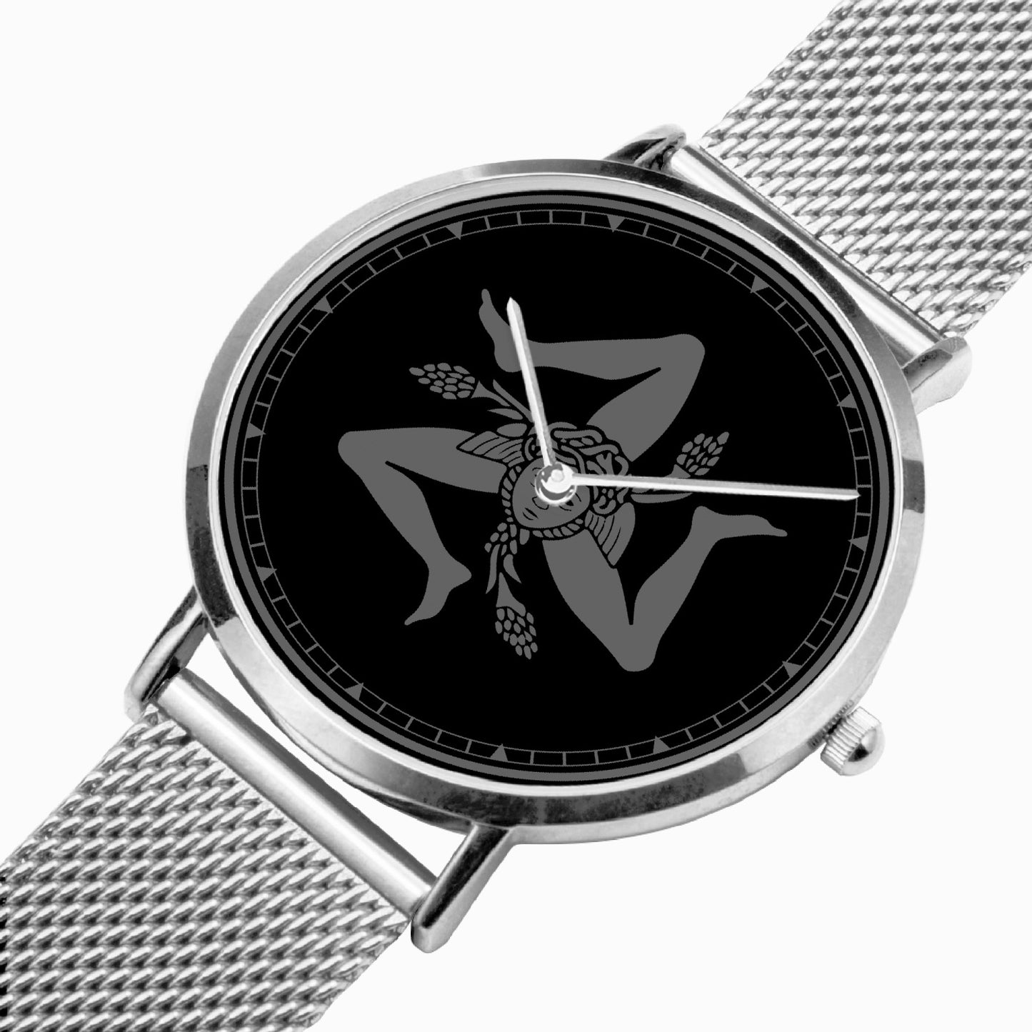Ultra-thin Stainless Steel Quartz Watch - Sicilian trinacria black