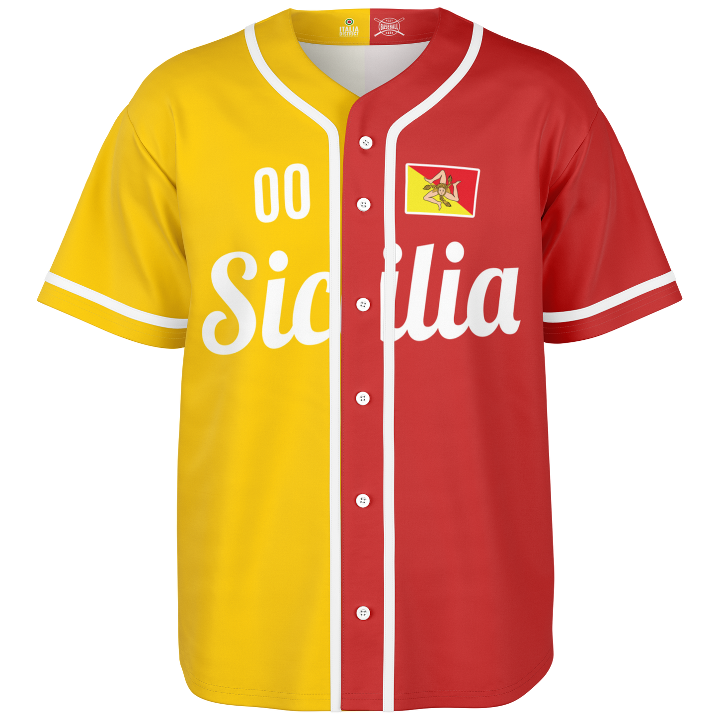 Maglia da baseball Sicilia - Nome + Numero personalizzati