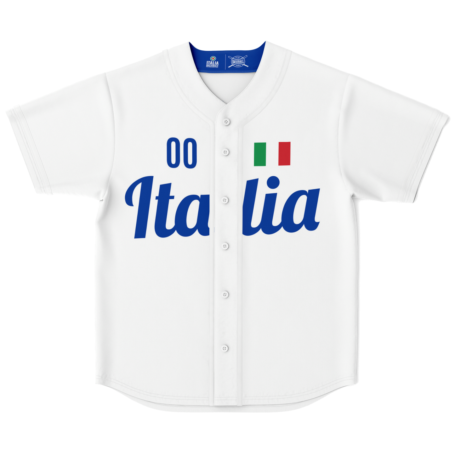 Italy Baseball Jersey - White - Custom Name + Number