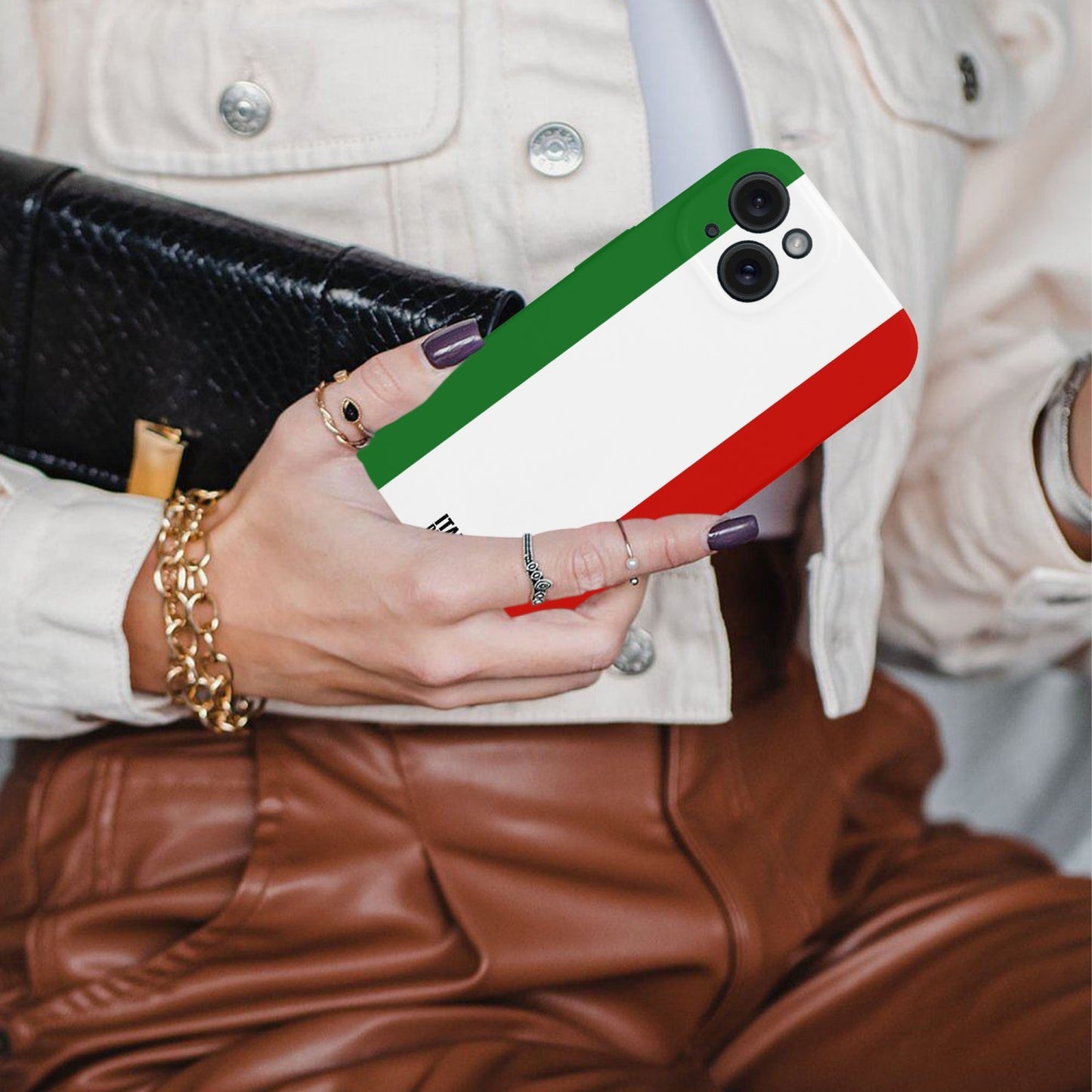 Italian Flag Phone Case iPhone 15 Plus Phone (Lens Protective)