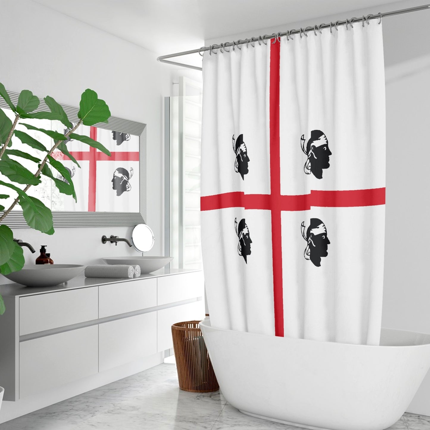 Sardinian Flag Quick-drying Shower Curtain