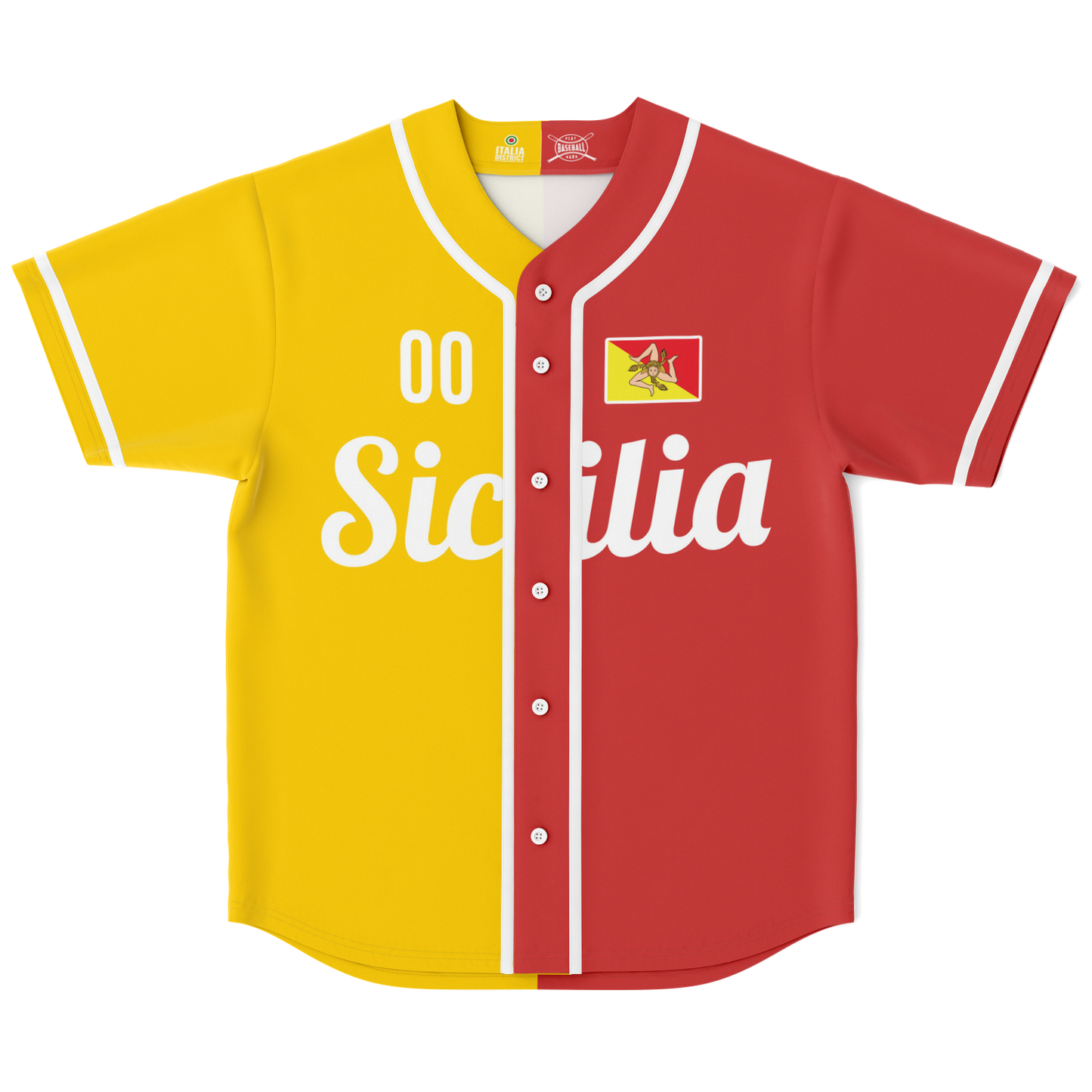 Maglia da baseball Sicilia - Nome + Numero personalizzati
