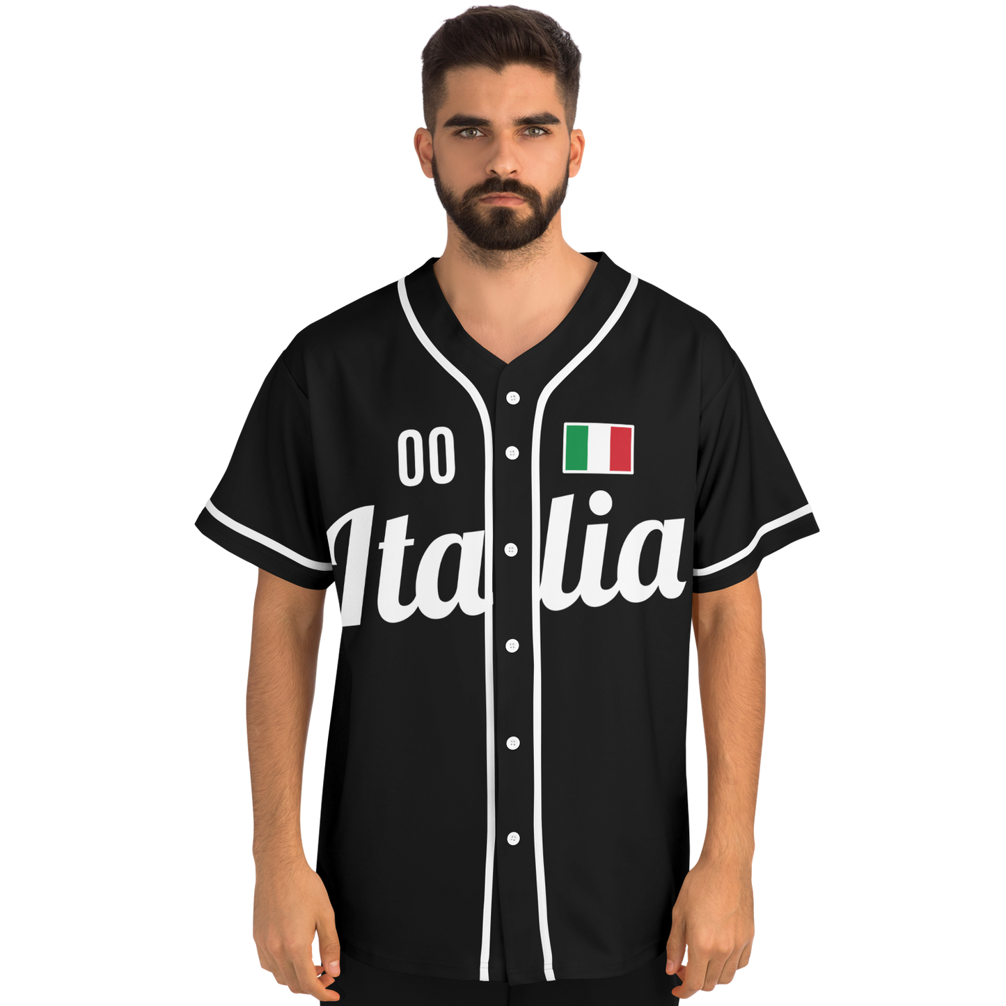 Italy Baseball Jersey - Black - Custom Name + Number