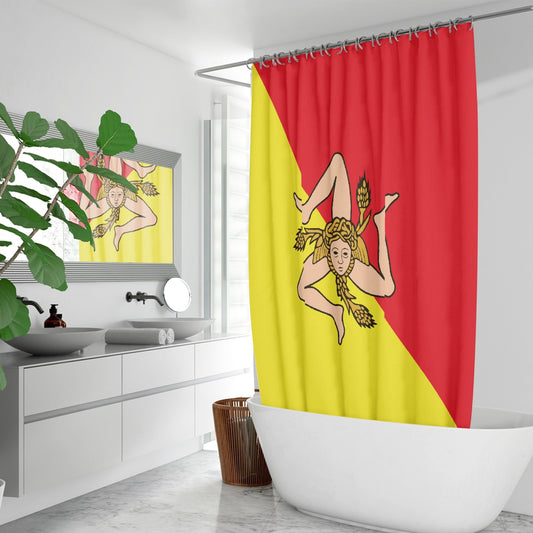 Tenda da doccia con bandiera siciliana ad asciugatura rapida