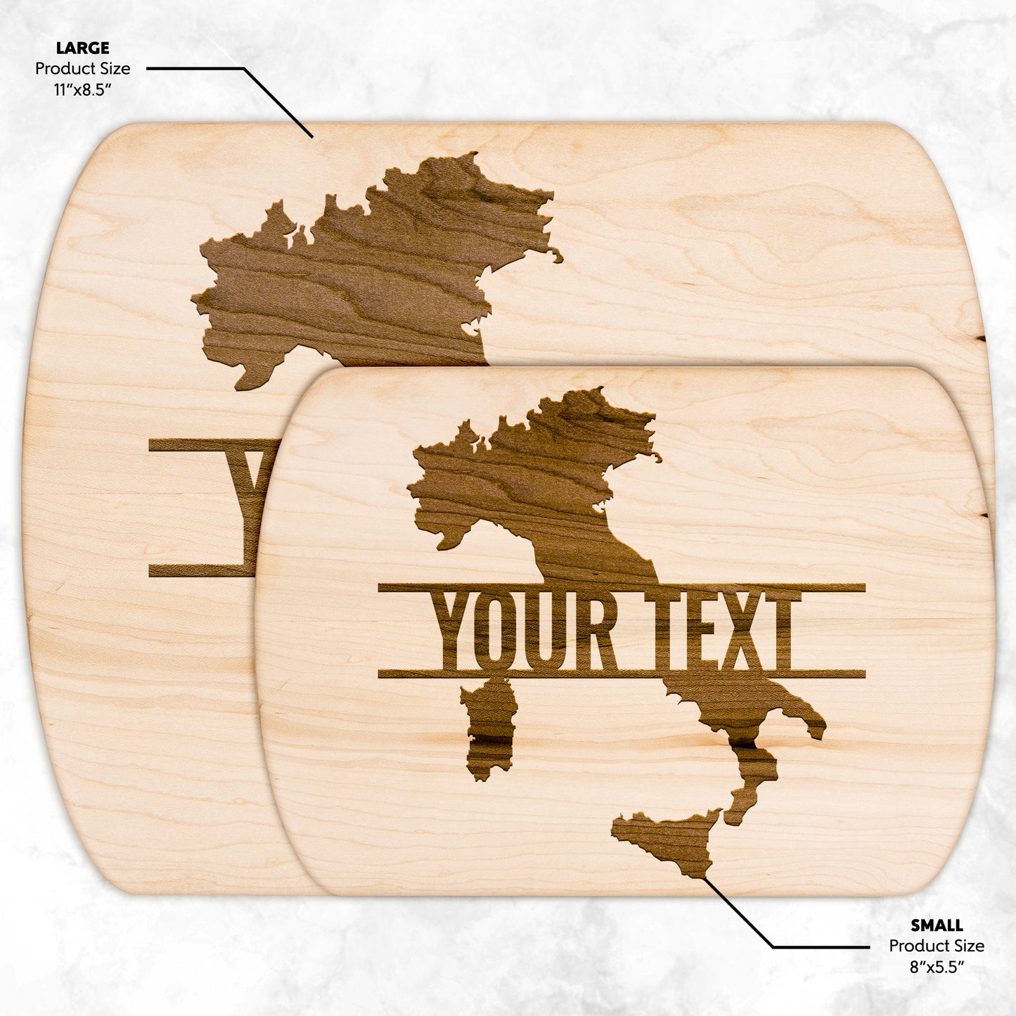 Italy map Wood Cutting Board - Custom text
