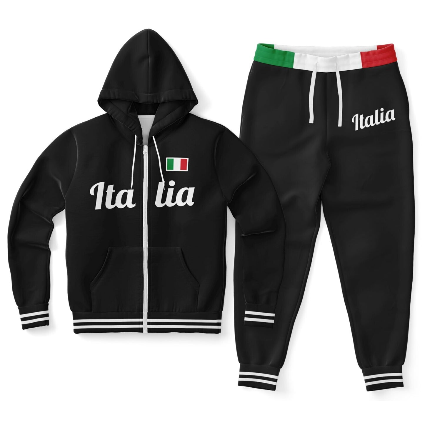 Italy Black Zip hoodie & Jogger - AOP