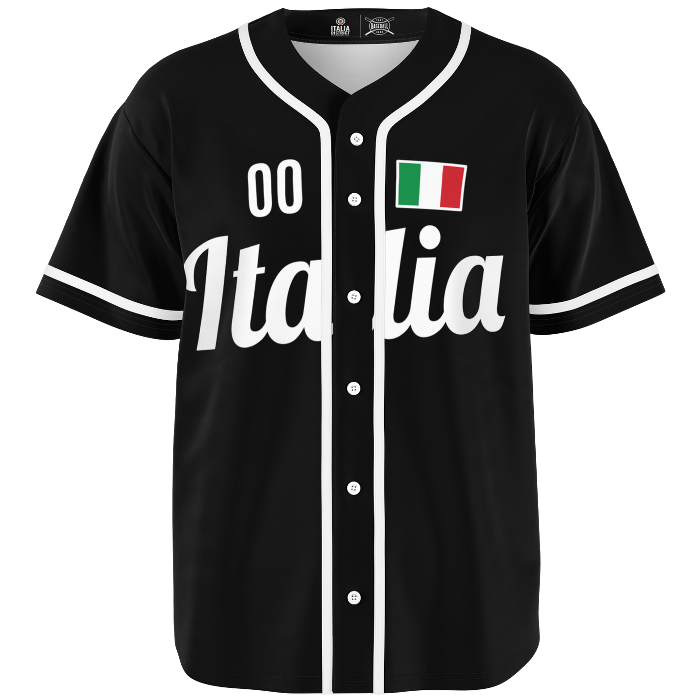Italy Baseball Jersey - Black - Custom Name + Number
