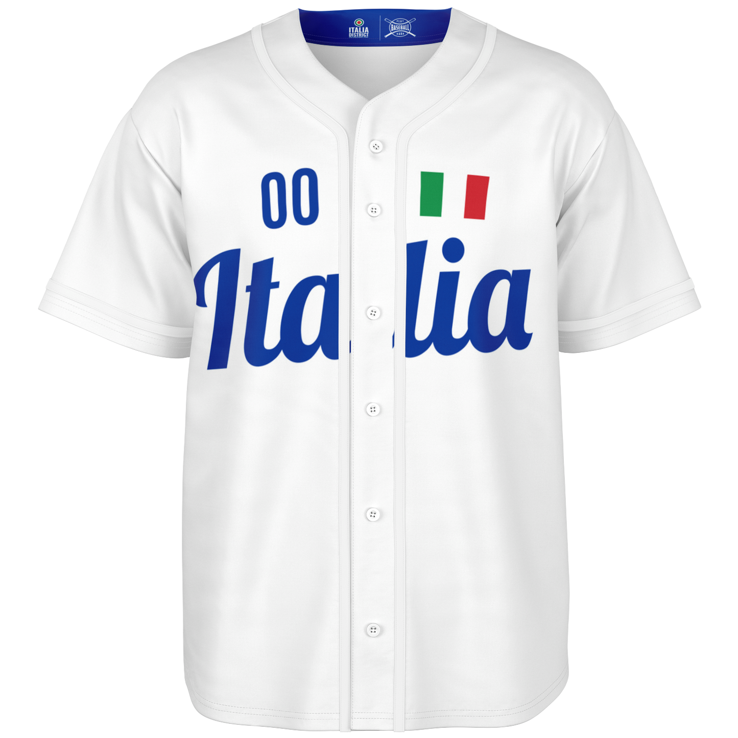 Maglia da baseball Italia - Bianca - Nome + Numero personalizzati