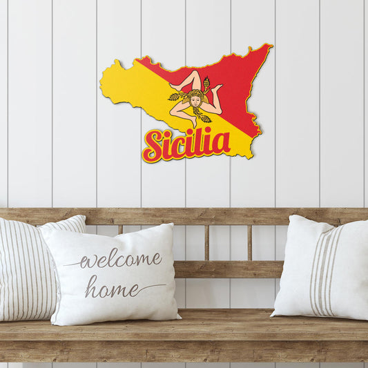 Mappa della Sicilia - Metallo colorato Art