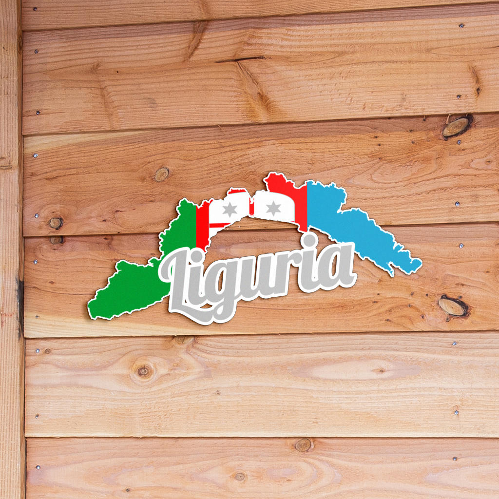 Liguria Map - Colored Metal Art