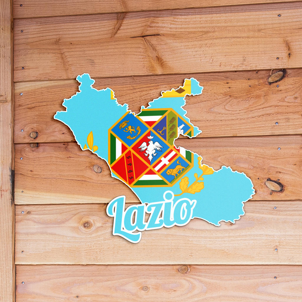 Lazio Map - Colored Metal Art