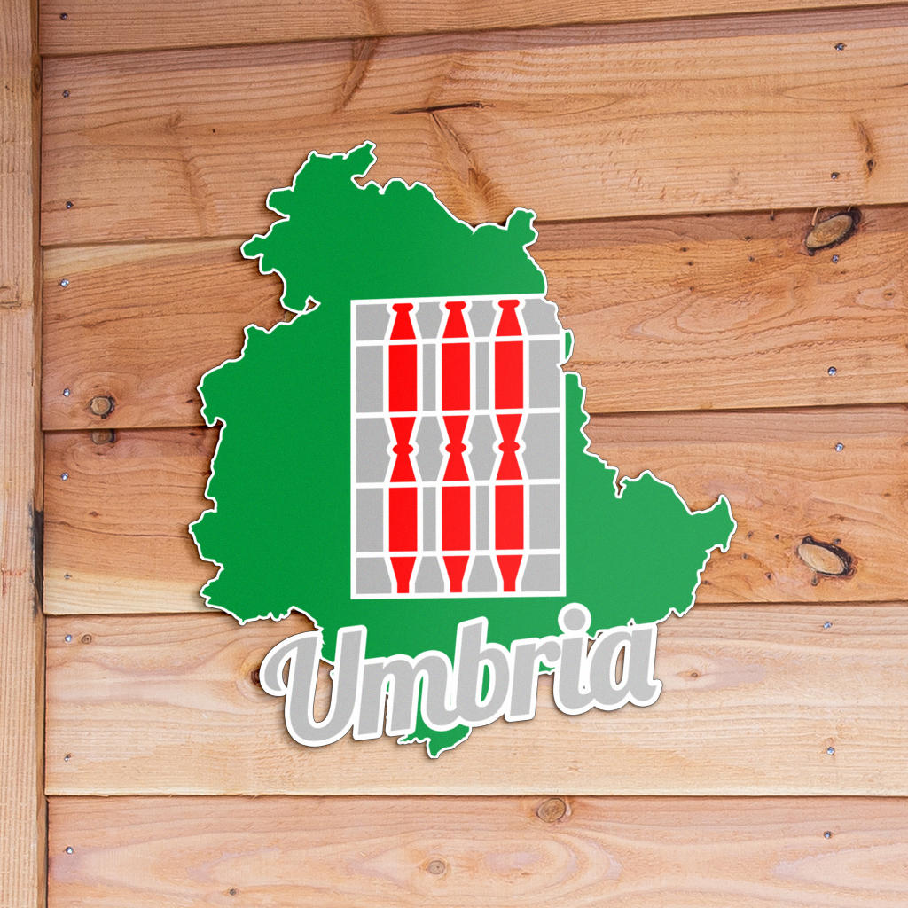 Mappa dell'Umbria - Metallo colorato Art