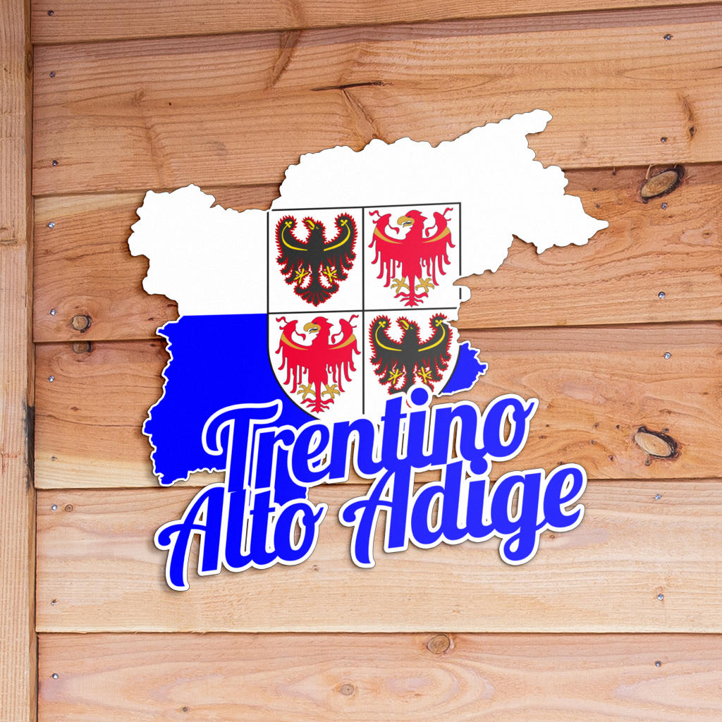 Trentino-Alto Adige Map - Colored Metal Art