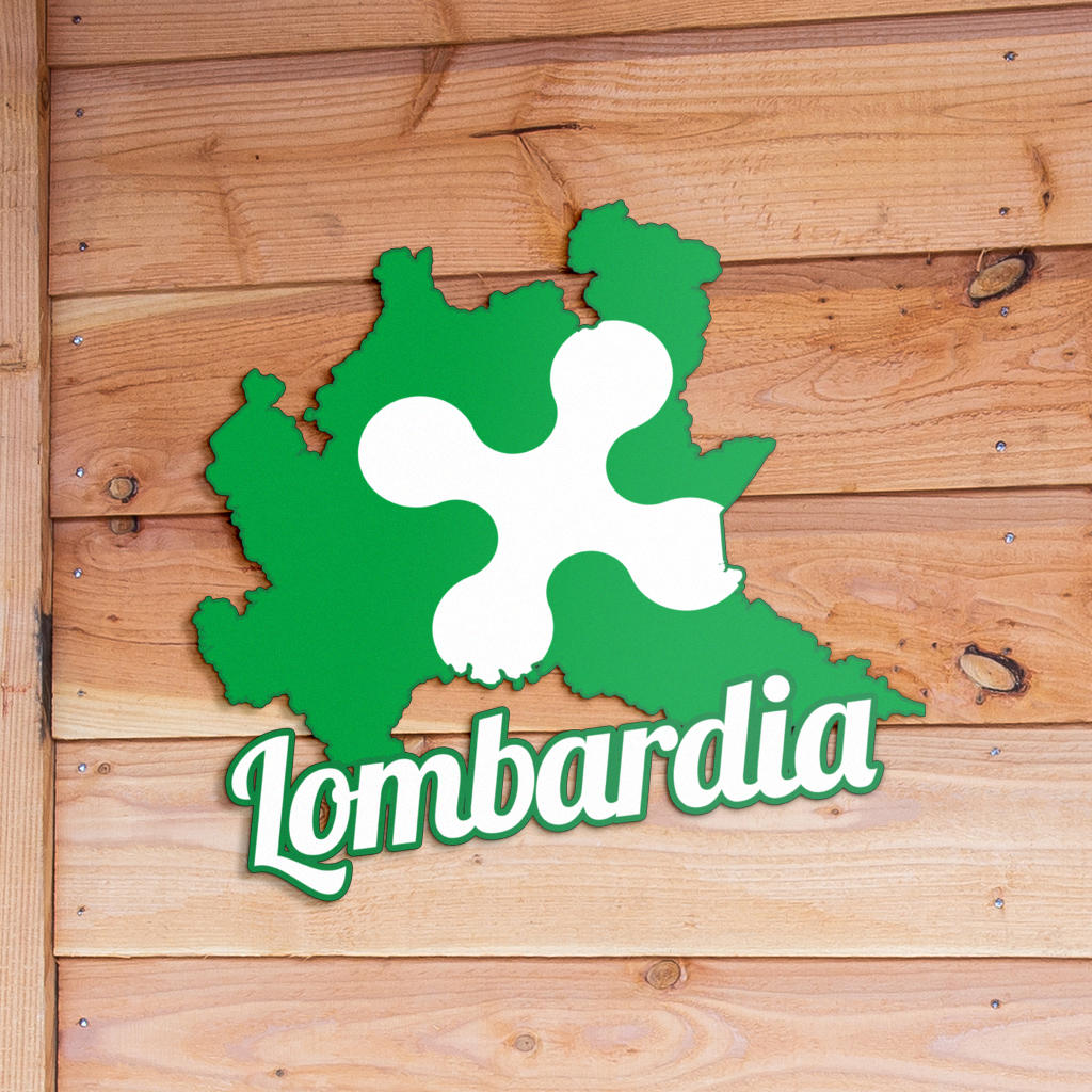 Lombardy Map - Colored Metal Art