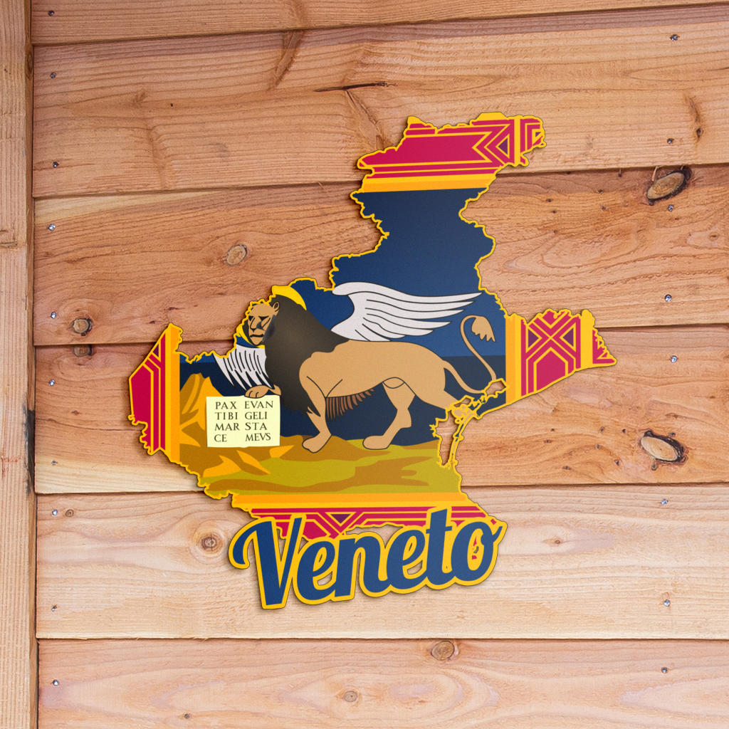 Veneto Map - Colored Metal Art