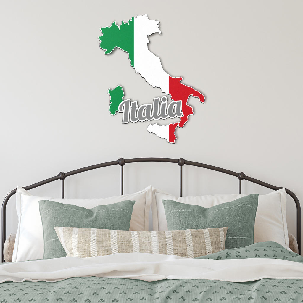 Mappa e testo dell'Italia - Arte in metallo colorato