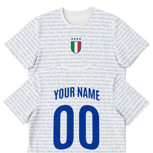 Italy Jersey National Anthem - Custom Name + Number - White