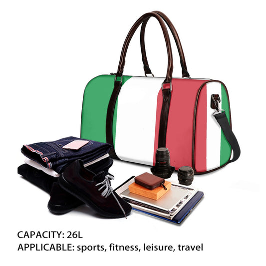 Travel Handbag Italian Flag, featuring high-density canvas, designed for versatility and durability with interior slots for phone, wallet, and pen. Perfect carry-on size.